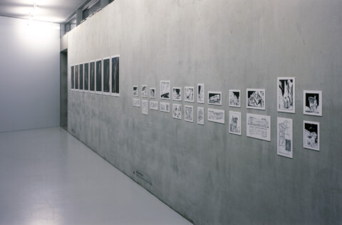 Ausstellungsansicht, Lebbeus Woods, Die Bosnische Chronik, 2004, GfZK Leipzig, Foto: Hans-Christian Schink