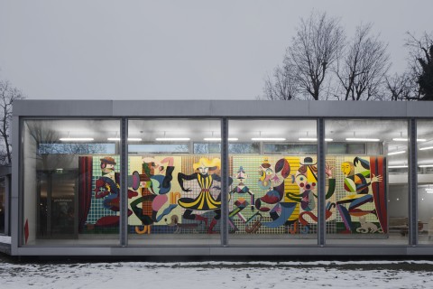 Christoph Ruckhäberle, Malerei für Moritz, 2018, Gaudiopolis - Versuch einer guten Gesellschaft, Ausstellungsansicht, © Galerie für Zeitgenössische Kunst